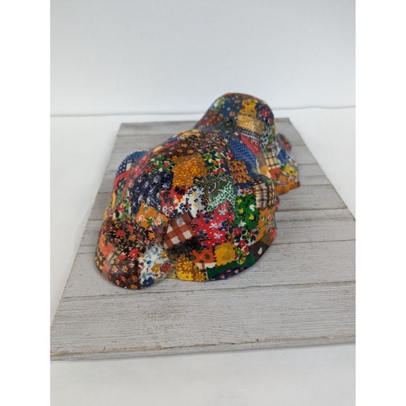 Vintage Patchwork Puppy Dog Decoupage Doorstop Statue Quilted Chalkware 13 1/2" - Picture 5 of 6